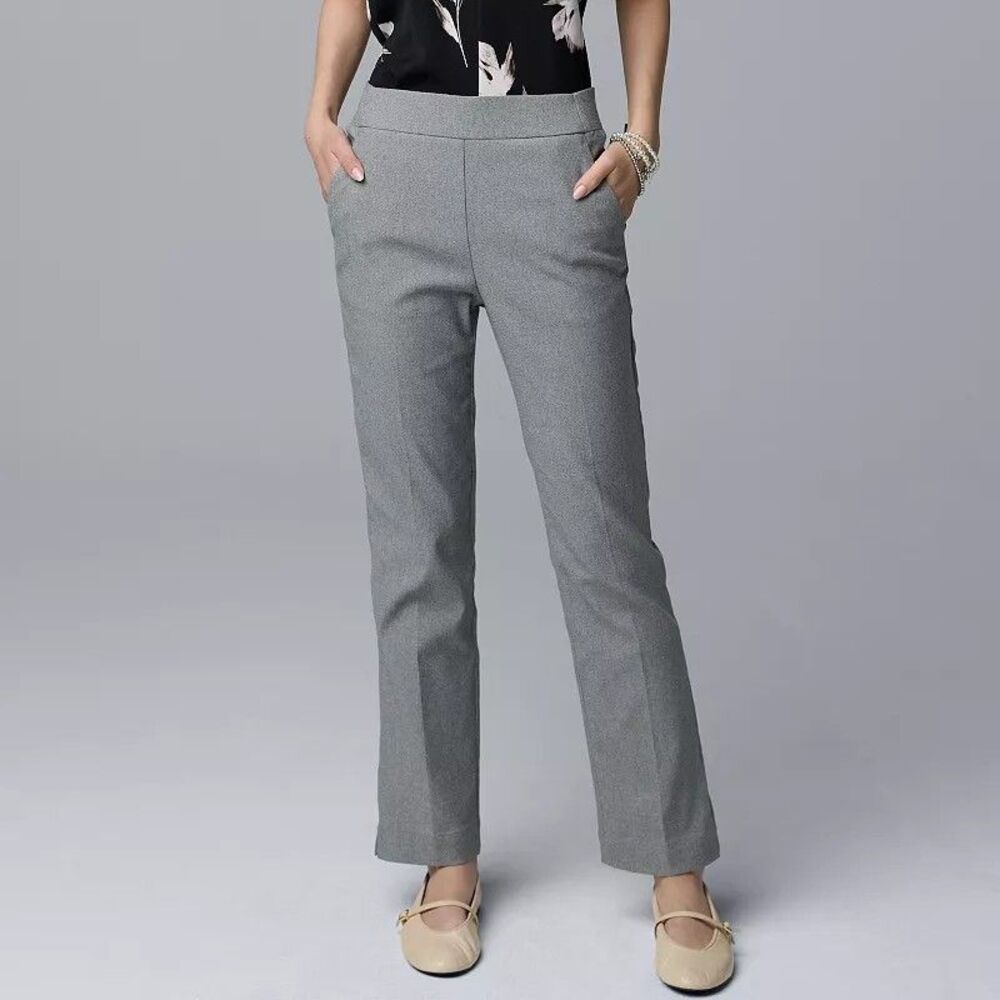 Simply Vera Wang Luxe Twill Ankle Pants Womens L Petite Gray Pull On Stretch NEW